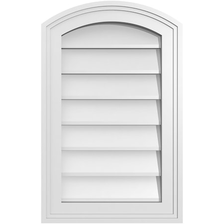 Arch Top Surface Mount PVC Gable Vent: Functional, W/ 2W X 1-1/2P Brickmould Frame, 14W X 22H